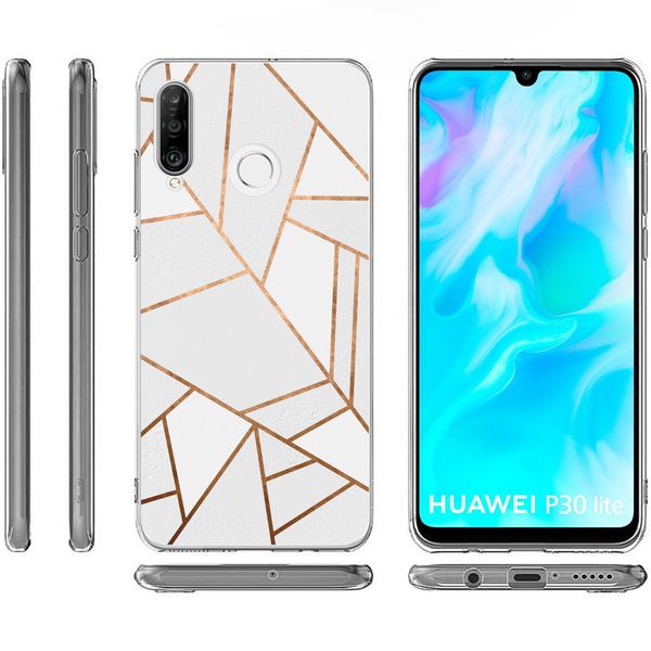 imoshion Design hoesje Huawei P30 Lite - Grafisch Koper / Wit