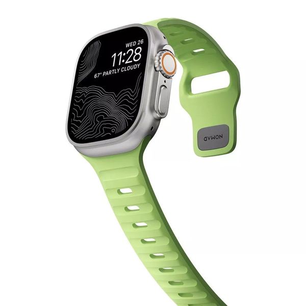 Nomad Sport band FKM Apple Watch Series 1 t/m 11 / SE / Ultra (44/45/46/49 mm) - Glow Green