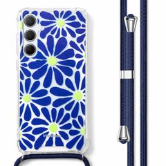 imoshion Design hoesje met koord Samsung Galaxy A55 - Cobalt Blue Flowers Connect