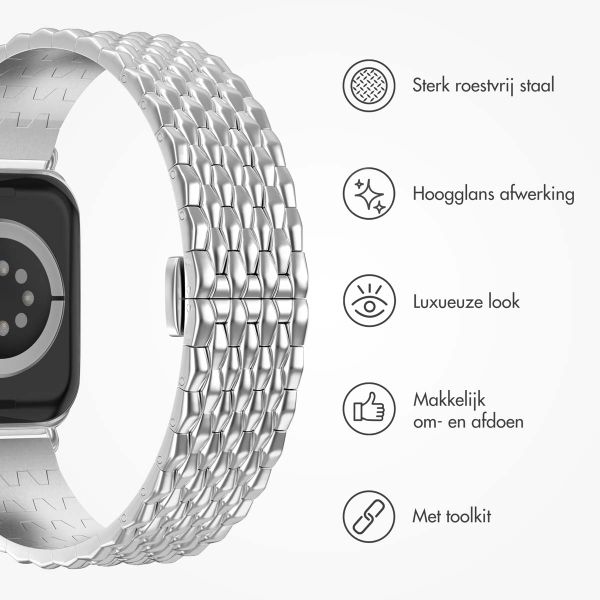 Selencia Stalen draak band Apple Watch Series 1 t/m 9 / SE (38/40/41 mm) | Series 10 (42 mm) - Zilver