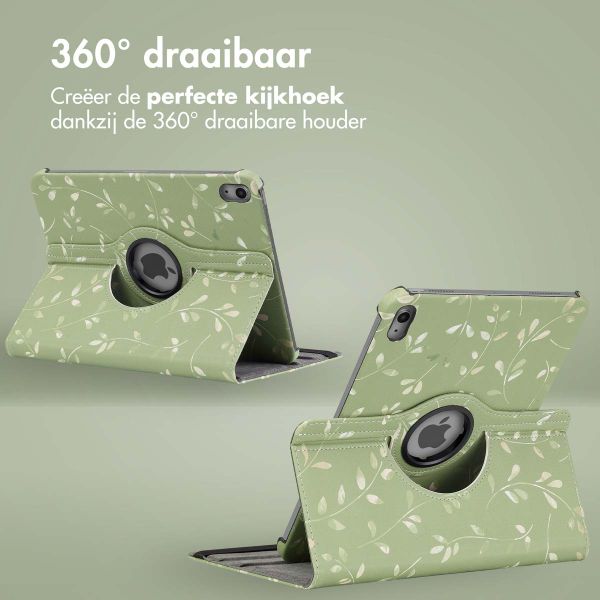 imoshion 360° Draaibare Design Bookcase Apple iPad 11 (2025) 11 inch A16 / iPad 10 (2022) 10.9 inch - Green Flowers