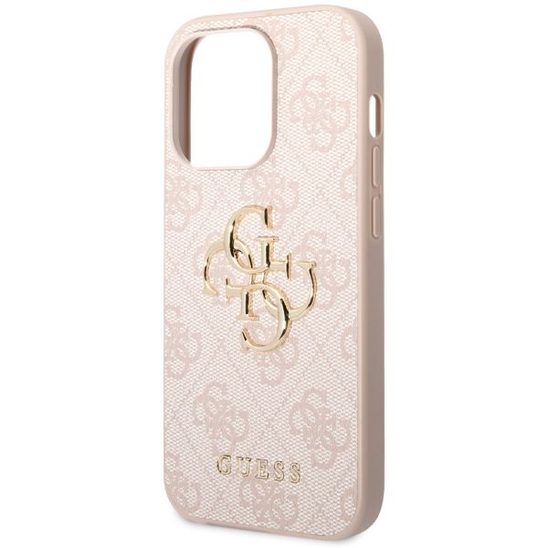 Guess 4G Metal Logo Backcover iPhone 14 Pro - Roze