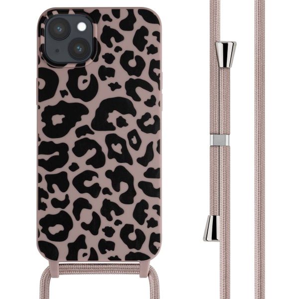 imoshion Siliconen design hoesje met koord iPhone 15 Plus - Animal Pink