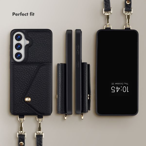 Selencia Sera Phone Case with Cord and Envelope Card Holder Samsung Galaxy S26 - Black