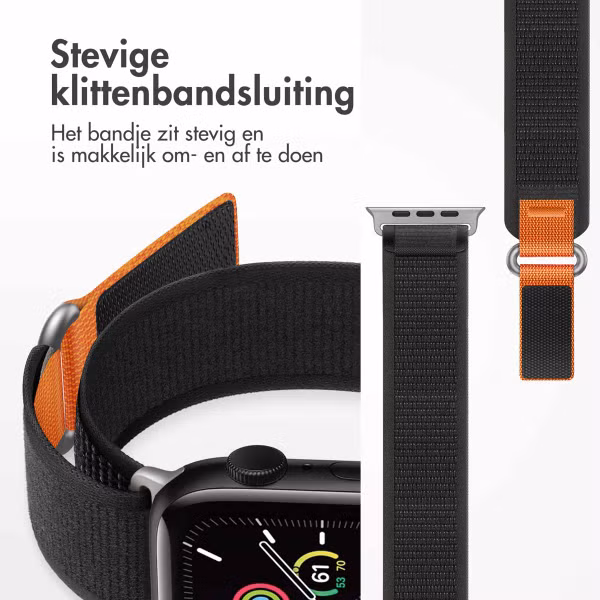 imoshion Nylon Trail bandje Apple Watch Series 1 t/m 11 / SE / Ultra (44/45/46/49 mm) - Pure Black