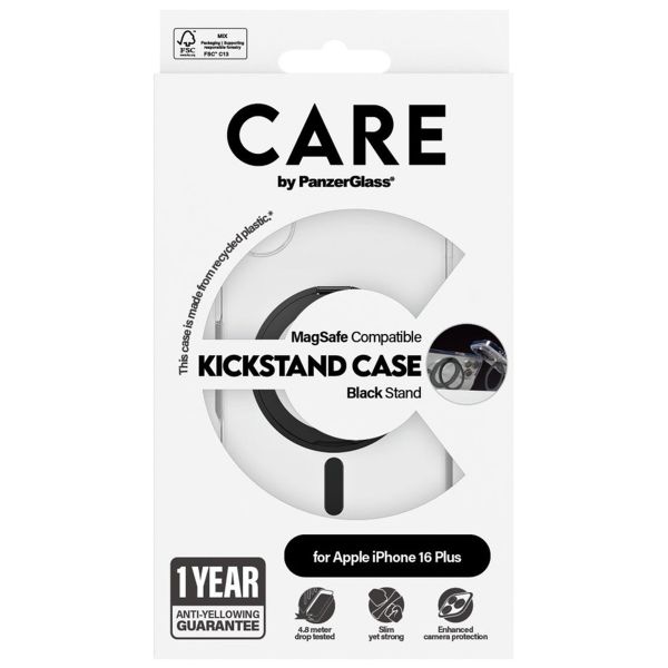 CARE by PanzerGlass Kickstand Case MagSafe iPhone 16 Plus - Zwart