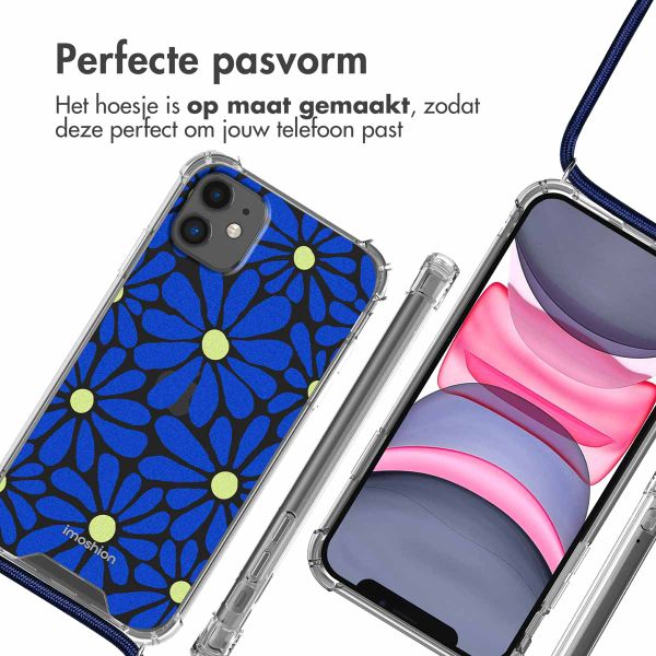 imoshion Design hoesje met koord Apple iPhone 11 - Cobalt Blue Flowers Connect