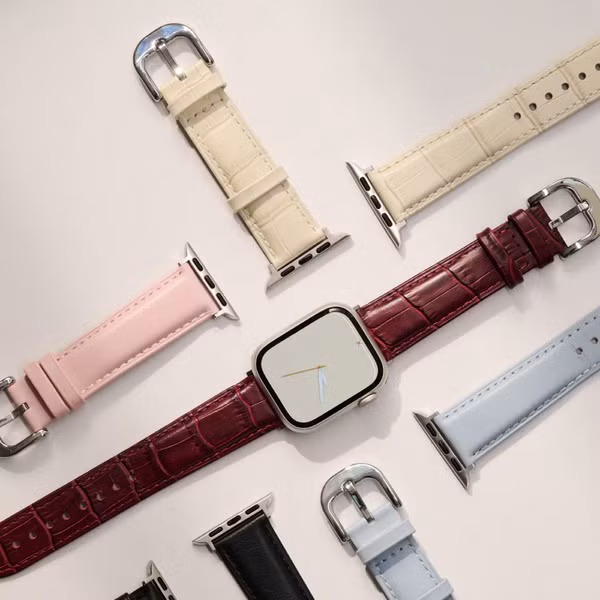 Burga Genuine Leather Band Apple Watch Series 1 - 9 / SE (38/40/41 mm) | Series 10 / 11 (42 mm) - Buttermelt / Silver