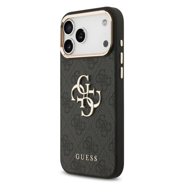 Guess 4G Metal Logo Backcover Apple iPhone 17 Pro Max - Gold Edge - Black