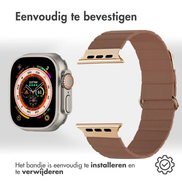 imoshion Magnetisch lederen bandje Apple Watch Series 1 - 11 / SE / Ultra (44/45/46/49 mm) - Bruin