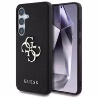 Guess 4G Metal Logo Saffiano Backcover Samsung Galaxy S25 - Zwart