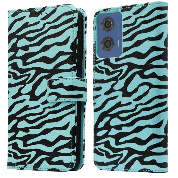 imoshion Design Bookcase Motorola Moto G04 / G24 - Black Blue Stripes