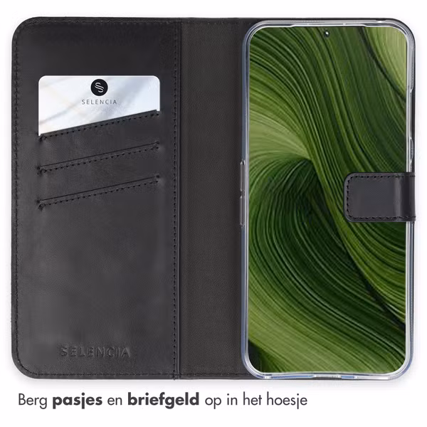 Selencia Echt Leren Bookcase Fairphone 6 - Zwart