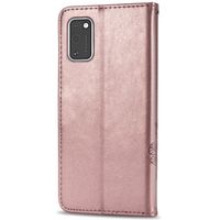 Klavertje Bloemen Bookcase Samsung Galaxy A41 - Rosé Goud