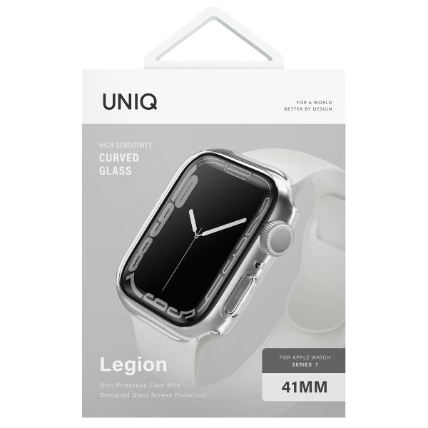 Uniq Legion Apple Watch Case met Gehard glazen screenprotector Apple Watch 7-9 - 41 mm - Dove (Clear)