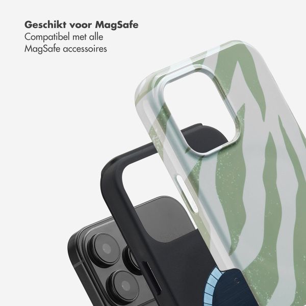 Selencia Vivid Backcover met MagSafe Apple iPhone 16 Pro Max - Colorful Zebra Sage Green