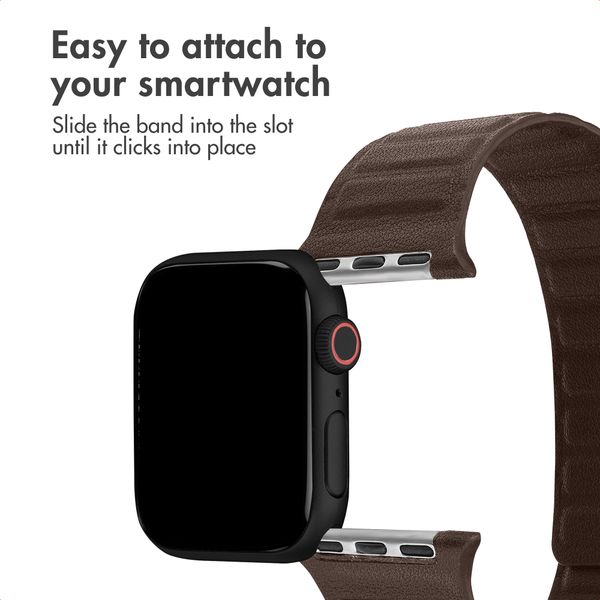 Accezz Magnetic genuine leather band Apple Watch | 38/40/41/42 mm - Chocolate Brown