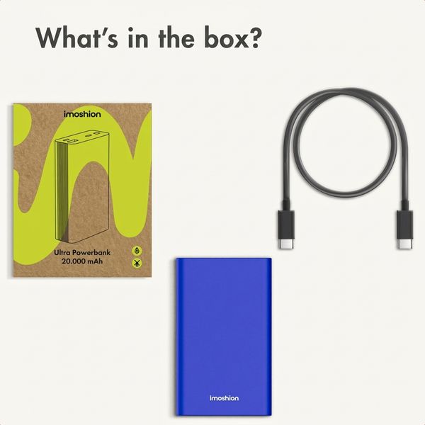 imoshion Ultra Series Aluminium Powerbank 20,000 mAh - Quick Charge and Power Delivery - Cobalt Blue