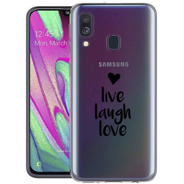 imoshion Design hoesje Samsung Galaxy A40 - Live Laugh Love - Zwart