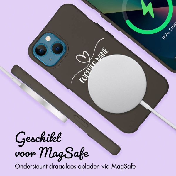 Gepersonaliseerd Color Backcover MagSafe met afneembaar koord en sierlijk hartje  iPhone 13 - Black Cofee