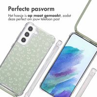 imoshion Design hoesje met koord Samsung Galaxy S21 FE - Smoke Green Flowers