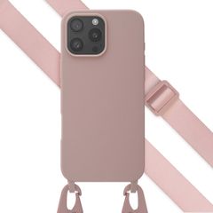 Selencia Siliconen hoesje met afneembaar koord Apple iPhone 16 Pro Max - Sand Pink