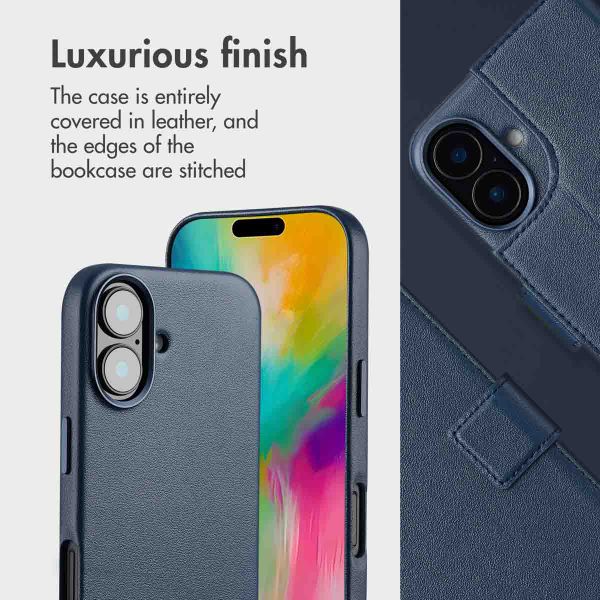 Accezz 2-in-1 Leather Bookcase with MagSafe Apple iPhone 16 - Nightfall Blue