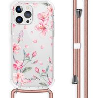 imoshion Design hoesje met koord iPhone 13 Pro - Bloem - Roze