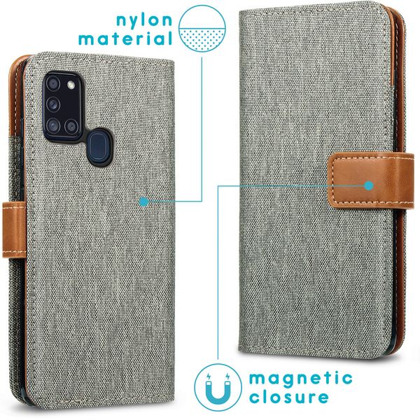 imoshion Luxe Canvas Bookcase Samsung Galaxy A21s - Grijs