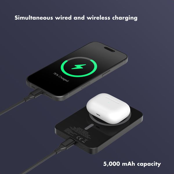 Selencia Vivid Powerbank 5,000 mAh - Wireless Powerbank - MagSafe and Qi - Black / Swirl Black