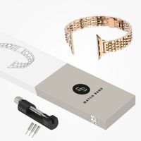 Selencia Slim Steel Jubilee Inspired schakelbandje Apple Watch Series 1 t/m 9 / SE (38/40/41 mm) | Series 10 / 11 (42 mm) - Rosé Goud