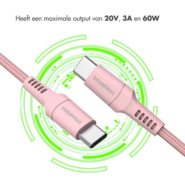 imoshion Braided USB-C naar USB-C kabel - 1 meter - Roze