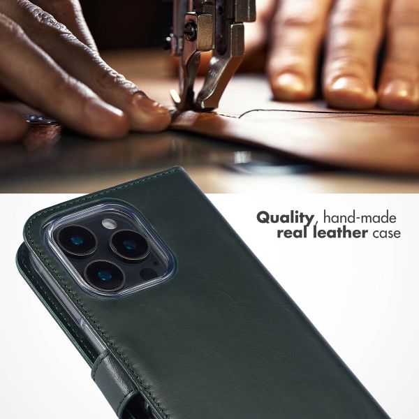 Selencia Genuine Leather Book Case Apple iPhone 16 Pro Max - Green