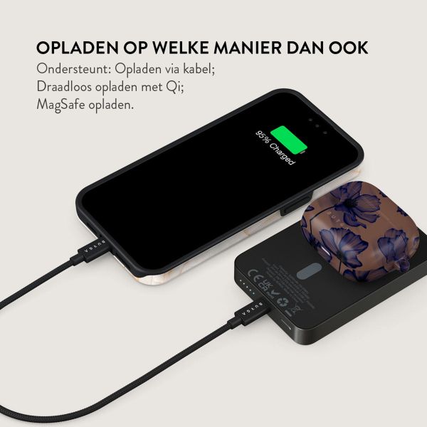 Burga Magnetic Powerbank 5.000 mAh - Geschikt voor MagSafe en Qi2 - Velvet Night / Gunmetal