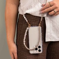 Selencia Telefoonkoorden set met Parels en Elastiekjes - Greige