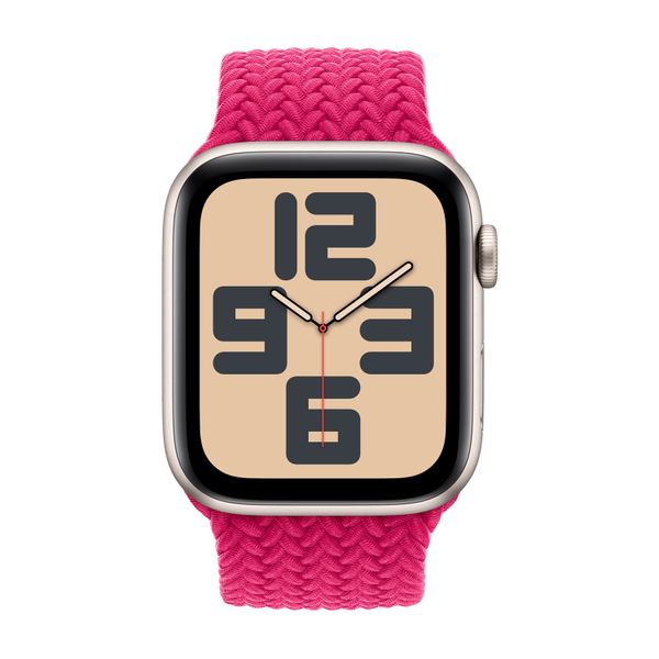 Apple Gevlochten solobandje Apple Watch | 44/45/46/49 mm - Maat 4 - Raspberry