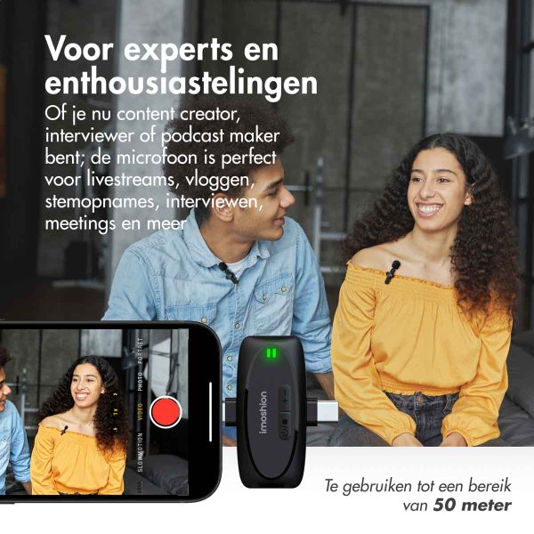 imoshion Duo Pack Mini microfoon voor telefoon - Dasspeld microfoon - Draadloos - AUX / 3,5 mm / Lightning / USB-C