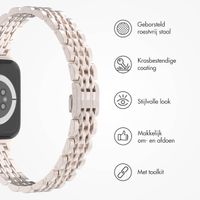 Selencia Slim Steel Jubilee Inspired schakelbandje Apple Watch Series 1 t/m 9 / SE (38/40/41 mm) | Series 10 (42 mm) - Sterrenlicht