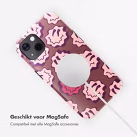 Selencia Vivid Backcover met MagSafe Apple iPhone 13 - Wavy Smiley Pink