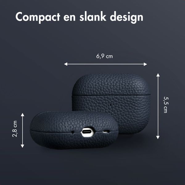 Accezz Echt Leren Case AirPods Pro 2 - Donkerblauw