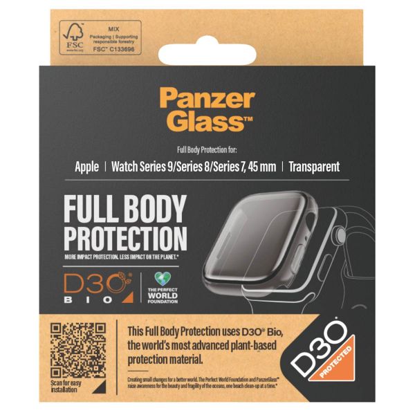 PanzerGlass Full Body Protection D3O® Bio Case Apple Watch 7 / 8 / 9 - 45 mm - Transparant