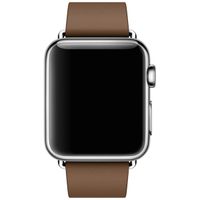 Apple Leather Band Modern Buckle Apple Watch Series 1 t/m 9 / SE (38/40/41 mm) | Series 10 (42 mm) - Maat S - Brown