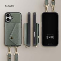Selencia Sera Phone Case with Cord and Envelope Card Holder Apple iPhone 16 - Sage Green