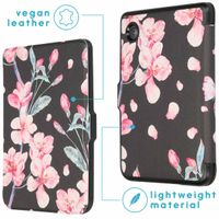 imoshion Design Slim Hard Case Bookcase Kobo Clara 2E / Tolino Shine 4 - Blossom Watercolor Black