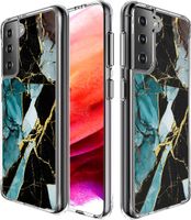 imoshion Design hoesje Samsung Galaxy S21 FE - Marmer -Gebroken Blauw