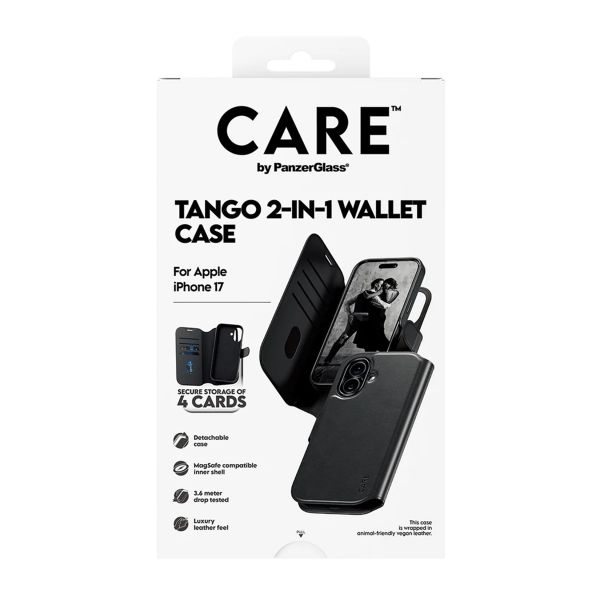 CARE by PanzerGlass Tango 2 in 1 Wallet Case MagSafe Apple iPhone 17 - Zwart