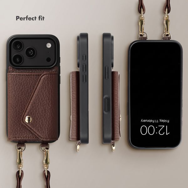 Selencia Sera Phone Case with Cord and Envelope Card Holder Apple iPhone 18 Pro Max / 17 Pro Max - Chocolate Brown