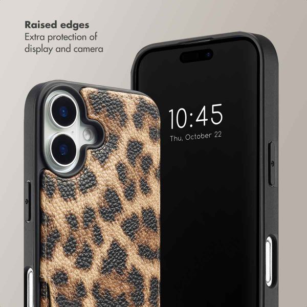 Selencia Nova Phone Case with Cord and Card Holder Apple iPhone 16 - Leopard