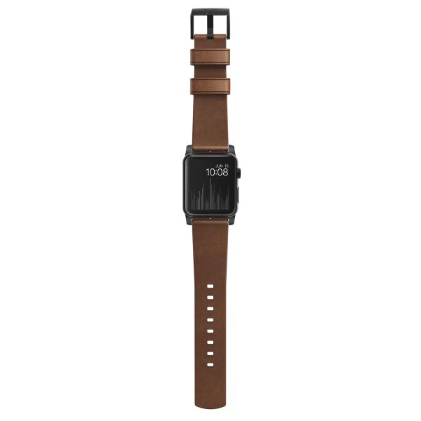 Nomad Modern Band van leder Apple Watch Series 1 t/m 11 / SE / Ultra (44/45/46/49 mm) - Brown / Black