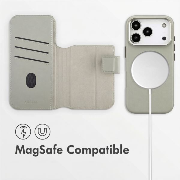 Accezz 2-in-1 Leather Bookcase with MagSafe Apple iPhone 17 Pro - Light Grey
